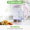 imageGreenLife 17 Liter Glass Electric Kettle Easy One Touch Use Quick Heating Filtered Spout LED Base Auto ShutOff Cordless Serving Coffee and Tea PinkPink