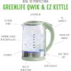 imageGreenLife 17 Liter Glass Electric Kettle Easy One Touch Use Quick Heating Filtered Spout LED Base Auto ShutOff Cordless Serving Coffee and Tea PinkSage Green