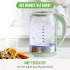 imageGreenLife 17 Liter Glass Electric Kettle Easy One Touch Use Quick Heating Filtered Spout LED Base Auto ShutOff Cordless Serving Coffee and Tea PinkSage Green