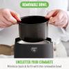 imageGreenLife 20oz Electric Lunch Box Food ampamp Soup Warmer PFAS ampamp PFOAFree Ceramic Nonstick Interior Portable for Travel ampamp Office SpillProof Lid Removable Bowl Dishwasher Safe TaupeBlack