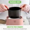 imageGreenLife 20oz Electric Lunch Box Food ampamp Soup Warmer PFAS ampamp PFOAFree Ceramic Nonstick Interior Portable for Travel ampamp Office SpillProof Lid Removable Bowl Dishwasher Safe TaupeDusty Rose