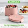 imageGreenLife 20oz Electric Lunch Box Food ampamp Soup Warmer PFAS ampamp PFOAFree Ceramic Nonstick Interior Portable for Travel ampamp Office SpillProof Lid Removable Bowl Dishwasher Safe TaupeDusty Rose