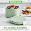imageGreenLife 20oz Electric Lunch Box Food ampamp Soup Warmer PFAS ampamp PFOAFree Ceramic Nonstick Interior Portable for Travel ampamp Office SpillProof Lid Removable Bowl Dishwasher Safe TaupeSage Green