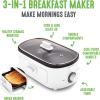 imageGreenLife 3in1 Breakfast Station Ceramic Nonstick Dual Griddles for Eggs Meat Pancakes ampamp Sandwiches  2Slice Toast Drawer Healthy Cooking Timer Versatile Morning Meal Maker PinkWhite