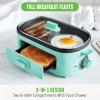 imageGreenLife 3in1 Breakfast Station Ceramic Nonstick Dual Griddles for Eggs Meat Pancakes ampamp Sandwiches  2Slice Toast Drawer Healthy Cooking Timer Versatile Morning Meal Maker PinkTurquoise
