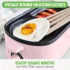 imageGreenLife 3in1 Breakfast Station Ceramic Nonstick Dual Griddles for Eggs Meat Pancakes ampamp Sandwiches  2Slice Toast Drawer Healthy Cooking Timer Versatile Morning Meal Maker PinkPink