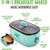 imageGreenLife 3in1 Breakfast Station Ceramic Nonstick Dual Griddles for Eggs Meat Pancakes ampamp Sandwiches  2Slice Toast Drawer Healthy Cooking Timer Versatile Morning Meal Maker PinkTurquoise