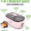 imageGreenLife 3in1 Breakfast Station Ceramic Nonstick Dual Griddles for Eggs Meat Pancakes ampamp Sandwiches  2Slice Toast Drawer Healthy Cooking Timer Versatile Morning Meal Maker PinkPink