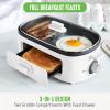 imageGreenLife 3in1 Breakfast Station Ceramic Nonstick Dual Griddles for Eggs Meat Pancakes ampamp Sandwiches  2Slice Toast Drawer Healthy Cooking Timer Versatile Morning Meal Maker PinkWhite