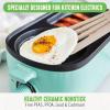 imageGreenLife 3in1 Breakfast Station Ceramic Nonstick Dual Griddles for Eggs Meat Pancakes ampamp Sandwiches  2Slice Toast Drawer Healthy Cooking Timer Versatile Morning Meal Maker PinkTurquoise
