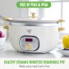 imageGreenLife 6Cup Rice Cooker Steamer PFAS Free Removable Ceramic Nonstick Pot Auto Presets Wood Print Handle Keep Warm Function One Touch Design Dishwasher Safe Measuring Cup Rice Paddle CreamCream