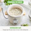 imageGreenLife 6Cup Rice Cooker Steamer PFAS Free Removable Ceramic Nonstick Pot Auto Presets Wood Print Handle Keep Warm Function One Touch Design Dishwasher Safe Measuring Cup Rice Paddle CreamCream