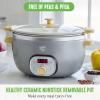 imageGreenLife 6Cup Rice Cooker Steamer PFAS Free Removable Ceramic Nonstick Pot Auto Presets Wood Print Handle Keep Warm Function One Touch Design Dishwasher Safe Measuring Cup Rice Paddle CreamQuartz Grey
