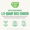 imageGreenLife 6Cup Rice Cooker Steamer PFAS Free Removable Ceramic Nonstick Pot Auto Presets Wood Print Handle Keep Warm Function One Touch Design Dishwasher Safe Measuring Cup Rice Paddle CreamCream
