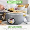 imageGreenLife 6Cup Rice Cooker Steamer PFAS Free Removable Ceramic Nonstick Pot Auto Presets Wood Print Handle Keep Warm Function One Touch Design Dishwasher Safe Measuring Cup Rice Paddle CreamQuartz Grey