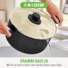 imageGreenLife 6QT Ceramic Nonstick Stockpot with Glass Straining Lid PFAS ampamp PFOAFree Dishwasher Safe StayCool Handles Oven Safe to 350F WobbleFree Base Even Heating PinkBlack