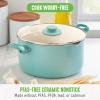 imageGreenLife 6QT Ceramic Nonstick Stockpot with Glass Straining Lid PFAS ampamp PFOAFree Dishwasher Safe StayCool Handles Oven Safe to 350F WobbleFree Base Even Heating PinkTurquoise