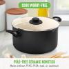 imageGreenLife 6QT Ceramic Nonstick Stockpot with Glass Straining Lid PFAS ampamp PFOAFree Dishwasher Safe StayCool Handles Oven Safe to 350F WobbleFree Base Even Heating PinkBlack