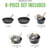 imageGreenLife Arte 8 Piece Ceramic Nonstick Cookware Pots and Pans Set Induction Suitable PFOA ampamp PFAS Free Wood Print Handles Glass Lids Stock Saucepans ampamp Frying Pans Dishwasher Safe Speckled CreamSpeckled Black