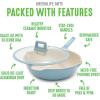 imageGreenLife Arte 8 Piece Ceramic Nonstick Cookware Pots and Pans Set Induction Suitable PFOA ampamp PFAS Free Wood Print Handles Glass Lids Stock Saucepans ampamp Frying Pans Dishwasher Safe Speckled CreamBlue Haze