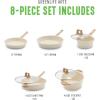 imageGreenLife Arte 8 Piece Ceramic Nonstick Cookware Pots and Pans Set Induction Suitable PFOA ampamp PFAS Free Wood Print Handles Glass Lids Stock Saucepans ampamp Frying Pans Dishwasher Safe Speckled CreamSpeckled Cream