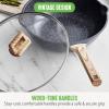 imageGreenLife Arte 8 Piece Ceramic Nonstick Cookware Pots and Pans Set Induction Suitable PFOA ampamp PFAS Free Wood Print Handles Glass Lids Stock Saucepans ampamp Frying Pans Dishwasher Safe Speckled CreamSpeckled Black