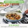 imageGreenLife Arte 8 Piece Ceramic Nonstick Cookware Pots and Pans Set Induction Suitable PFOA ampamp PFAS Free Wood Print Handles Glass Lids Stock Saucepans ampamp Frying Pans Dishwasher Safe Speckled CreamBlue Haze