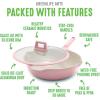 imageGreenLife Arte 8 Piece Ceramic Nonstick Cookware Pots and Pans Set Induction Suitable PFOA ampamp PFAS Free Wood Print Handles Glass Lids Stock Saucepans ampamp Frying Pans Dishwasher Safe Speckled CreamLight Pink