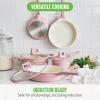 imageGreenLife Arte 8 Piece Ceramic Nonstick Cookware Pots and Pans Set Induction Suitable PFOA ampamp PFAS Free Wood Print Handles Glass Lids Stock Saucepans ampamp Frying Pans Dishwasher Safe Speckled CreamLight Pink