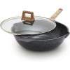 imageGreenLife Arte 8 Piece Ceramic Nonstick Cookware Pots and Pans Set Induction Suitable PFOA ampamp PFAS Free Wood Print Handles Glass Lids Stock Saucepans ampamp Frying Pans Dishwasher Safe Speckled CreamSpeckled Black