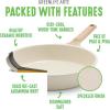 imageGreenLife Arte 8 Piece Ceramic Nonstick Cookware Pots and Pans Set Induction Suitable PFOA ampamp PFAS Free Wood Print Handles Glass Lids Stock Saucepans ampamp Frying Pans Dishwasher Safe Speckled CreamSpeckled Cream