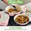 imageGreenLife Arte 8 Piece Ceramic Nonstick Cookware Pots and Pans Set Induction Suitable PFOA ampamp PFAS Free Wood Print Handles Glass Lids Stock Saucepans ampamp Frying Pans Dishwasher Safe Speckled CreamLight Pink