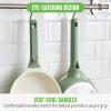 imageGreenLife Arte 8 Piece Ceramic Nonstick Cookware Pots and Pans Set Induction Suitable PFOA ampamp PFAS Free Wood Print Handles Glass Lids Stock Saucepans ampamp Frying Pans Dishwasher Safe Speckled CreamSage Green