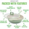 imageGreenLife Arte 8 Piece Ceramic Nonstick Cookware Pots and Pans Set Induction Suitable PFOA ampamp PFAS Free Wood Print Handles Glass Lids Stock Saucepans ampamp Frying Pans Dishwasher Safe Speckled CreamSage Green