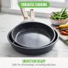 imageGreenLife Arte 8 Piece Ceramic Nonstick Cookware Pots and Pans Set Induction Suitable PFOA ampamp PFAS Free Wood Print Handles Glass Lids Stock Saucepans ampamp Frying Pans Dishwasher Safe Speckled CreamSpeckled Black