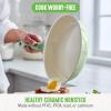 imageGreenLife Arte 8 Piece Ceramic Nonstick Cookware Pots and Pans Set Induction Suitable PFOA ampamp PFAS Free Wood Print Handles Glass Lids Stock Saucepans ampamp Frying Pans Dishwasher Safe Speckled CreamSage Green