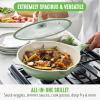 imageGreenLife Arte 8 Piece Ceramic Nonstick Cookware Pots and Pans Set Induction Suitable PFOA ampamp PFAS Free Wood Print Handles Glass Lids Stock Saucepans ampamp Frying Pans Dishwasher Safe Speckled CreamSage Green