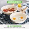 imageGreenLife Arte 8 Piece Ceramic Nonstick Cookware Pots and Pans Set Induction Suitable PFOA ampamp PFAS Free Wood Print Handles Glass Lids Stock Saucepans ampamp Frying Pans Dishwasher Safe Speckled CreamSpeckled Cream