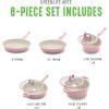 imageGreenLife Arte 8 Piece Ceramic Nonstick Cookware Pots and Pans Set Induction Suitable PFOA ampamp PFAS Free Wood Print Handles Glass Lids Stock Saucepans ampamp Frying Pans Dishwasher Safe Speckled CreamLight Pink