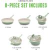 imageGreenLife Arte 8 Piece Ceramic Nonstick Cookware Pots and Pans Set Induction Suitable PFOA ampamp PFAS Free Wood Print Handles Glass Lids Stock Saucepans ampamp Frying Pans Dishwasher Safe Speckled CreamSage Green