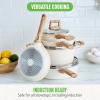 imageGreenLife Arte 8 Piece Ceramic Nonstick Cookware Pots and Pans Set Induction Suitable PFOA ampamp PFAS Free Wood Print Handles Glass Lids Stock Saucepans ampamp Frying Pans Dishwasher Safe Speckled CreamSpeckled Cream