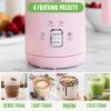imageGreenLife Ceramic Electric Milk Frother 10oz 4in1 Auto Hot and Cold Foam Dense and Light Foam PFOA and PFAS Free Cordless Milk Warmer and Steamer for Latte Coffee WhitePink