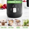 imageGreenLife Ceramic Electric Milk Frother 10oz 4in1 Auto Hot and Cold Foam Dense and Light Foam PFOA and PFAS Free Cordless Milk Warmer and Steamer for Latte Coffee WhiteBlack