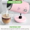 imageGreenLife Ceramic Electric Milk Frother 10oz 4in1 Auto Hot and Cold Foam Dense and Light Foam PFOA and PFAS Free Cordless Milk Warmer and Steamer for Latte Coffee WhitePink