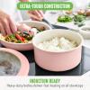 imageGreenLife Click 10Piece Ceramic Nonstick Cookware Set Detachable Handle Stackable Space Saving Kitchen Essential Non Toxic PFASFree Pots ampamp Pans Induction ampamp Oven Safe Glass Lid Speckled CreamLight Pink