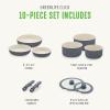 imageGreenLife Click 10Piece Ceramic Nonstick Cookware Set Detachable Handle Stackable Space Saving Kitchen Essential Non Toxic PFASFree Pots ampamp Pans Induction ampamp Oven Safe Glass Lid Speckled CreamGraphite