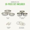 imageGreenLife Click 10Piece Ceramic Nonstick Cookware Set Detachable Handle Stackable Space Saving Kitchen Essential Non Toxic PFASFree Pots ampamp Pans Induction ampamp Oven Safe Glass Lid Speckled CreamSilver