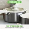 imageGreenLife Click 10Piece Ceramic Nonstick Cookware Set Detachable Handle Stackable Space Saving Kitchen Essential Non Toxic PFASFree Pots ampamp Pans Induction ampamp Oven Safe Glass Lid Speckled CreamStainless Steel