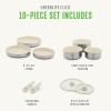 imageGreenLife Click 10Piece Ceramic Nonstick Cookware Set Detachable Handle Stackable Space Saving Kitchen Essential Non Toxic PFASFree Pots ampamp Pans Induction ampamp Oven Safe Glass Lid Speckled CreamStainless Steel