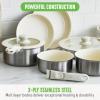 imageGreenLife Click 10Piece Ceramic Nonstick Cookware Set Detachable Handle Stackable Space Saving Kitchen Essential Non Toxic PFASFree Pots ampamp Pans Induction ampamp Oven Safe Glass Lid Speckled CreamStainless Steel